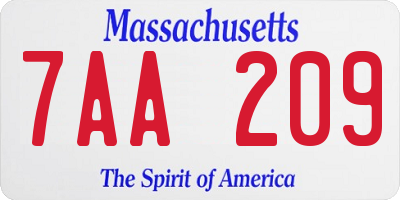 MA license plate 7AA209