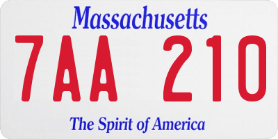 MA license plate 7AA210