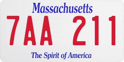 MA license plate 7AA211