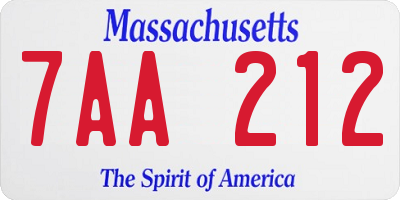 MA license plate 7AA212