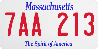 MA license plate 7AA213
