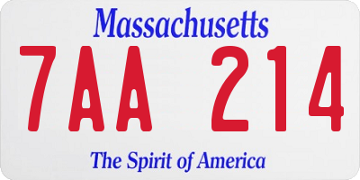 MA license plate 7AA214