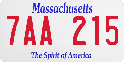 MA license plate 7AA215