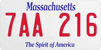 MA license plate 7AA216