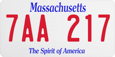 MA license plate 7AA217