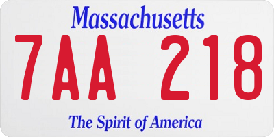 MA license plate 7AA218