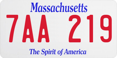 MA license plate 7AA219