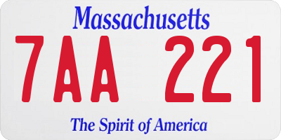 MA license plate 7AA221