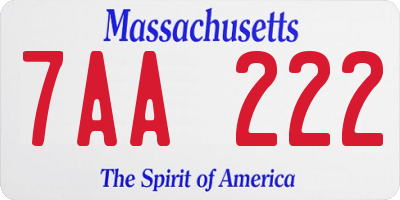 MA license plate 7AA222