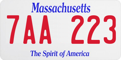 MA license plate 7AA223