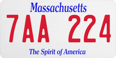 MA license plate 7AA224