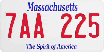 MA license plate 7AA225