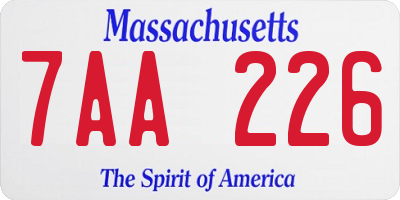 MA license plate 7AA226