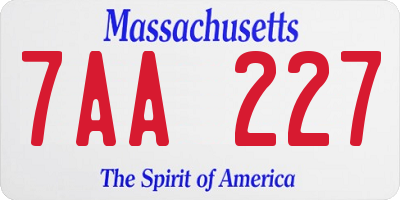 MA license plate 7AA227
