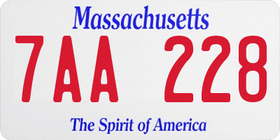 MA license plate 7AA228