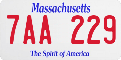 MA license plate 7AA229