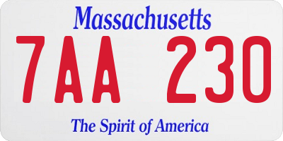 MA license plate 7AA230