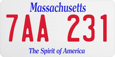 MA license plate 7AA231
