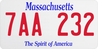 MA license plate 7AA232