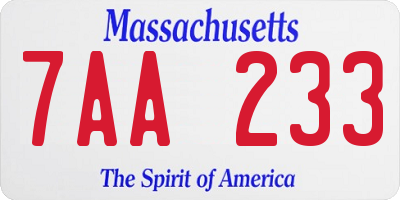 MA license plate 7AA233