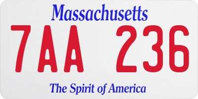 MA license plate 7AA236