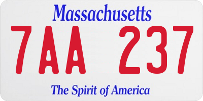 MA license plate 7AA237
