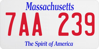 MA license plate 7AA239