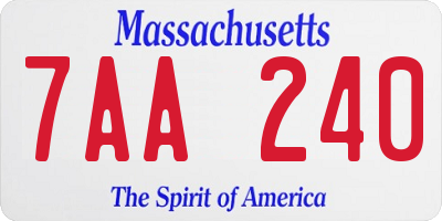 MA license plate 7AA240
