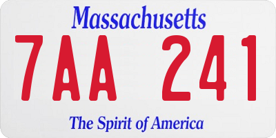 MA license plate 7AA241