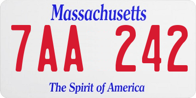 MA license plate 7AA242
