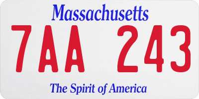 MA license plate 7AA243