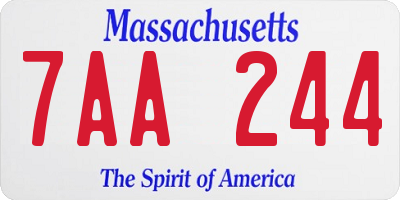 MA license plate 7AA244