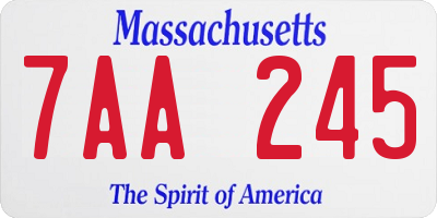 MA license plate 7AA245