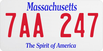 MA license plate 7AA247