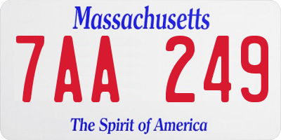 MA license plate 7AA249