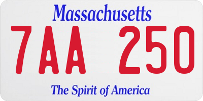 MA license plate 7AA250