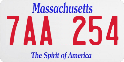 MA license plate 7AA254