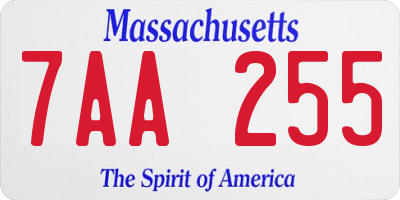 MA license plate 7AA255
