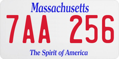 MA license plate 7AA256