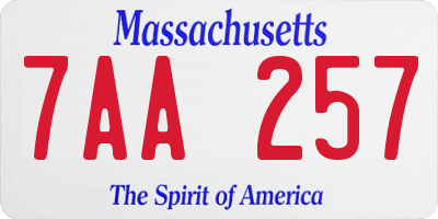 MA license plate 7AA257