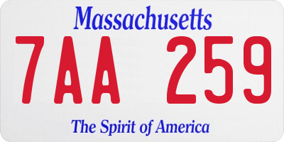 MA license plate 7AA259