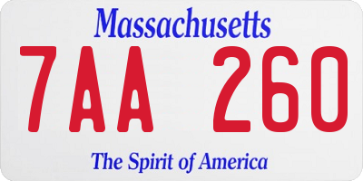 MA license plate 7AA260