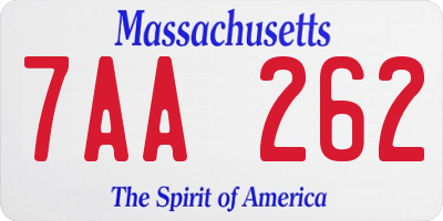 MA license plate 7AA262
