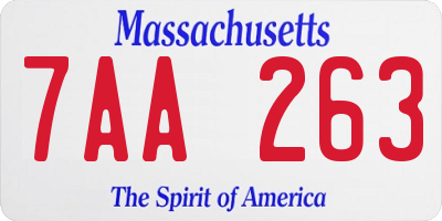 MA license plate 7AA263