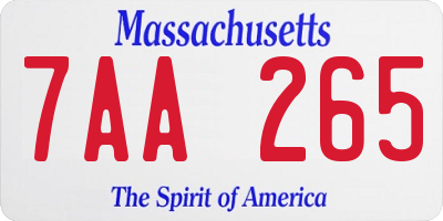 MA license plate 7AA265