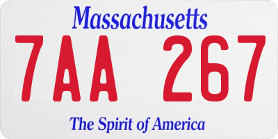 MA license plate 7AA267