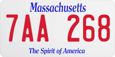 MA license plate 7AA268