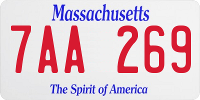 MA license plate 7AA269