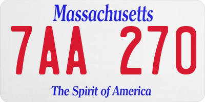 MA license plate 7AA270