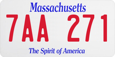 MA license plate 7AA271